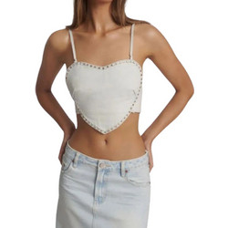 ONE TEASPOON DENIM HEART BACKLESS CROP ΤΟΠ 26869-SOFT BLUE