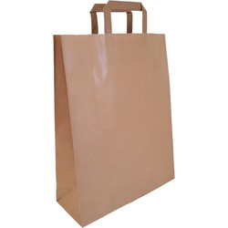 Τσάντα καφέ 32εκ. πλακέ χέρι - Plastona