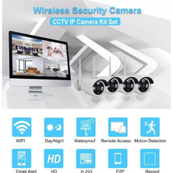 Πλήρες Κιτ WiFi CCTV IP 4 Κάμερες 1080P HD με Οθόνη 10.1 LCD H.265 HEVC NVR K9504W