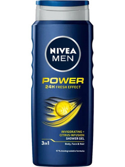 Nivea Men Power 24H Fresh Effect Invigorating & Citrus Infusion Ανδρικό Αφρόλουτρο σε Gel 500ml
