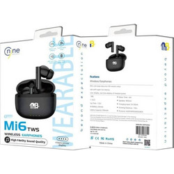 Nine Mi6 Ασύρματα Ακουστικά με Θήκη Φόρτισης True Wireless Stereo Earbuds - Μαύρο