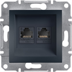 Schneider Asfora πρίζα πληροφορικής RJ45 cat6 U/UTP διπλή Ανθρακί - EPH4800171