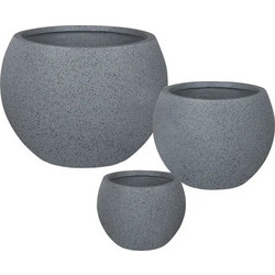 MarHome Σετ Κασπώ Μπάλα Fiber Clay Γκρι 3 Τεμάχια S:Φ30x23 M:Φ43x31 L:Φ55x37cm