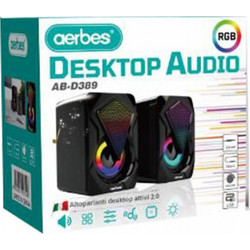 Aerbes AB-D389 Ηχεία Υπολογιστή 2.0 6W με RGB Φωτισμό Black