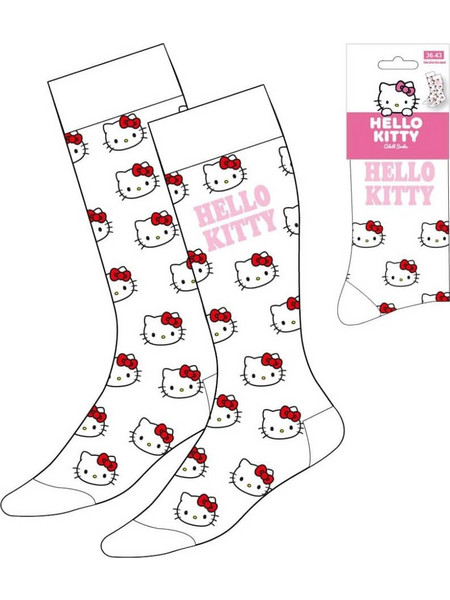 Sanrio Socks Hello Kitty Face White 36-43