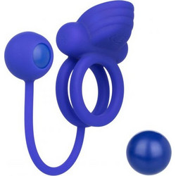 CalExotics Dual Rockin' Rim Ring Ελαστικό Δαχτυλίδι Πέους Σιλικόνης με Δόνηση Μπλε