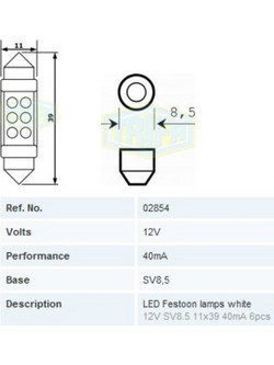 ΛΑΜΠΑ LED ΣΩΛΗΝΩΤΗ 12V 40mA TRIFA
