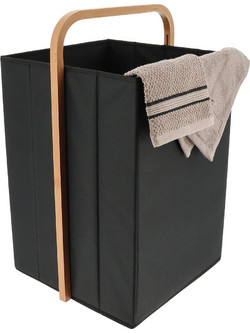 Καλάθι απλύτων τετράγωνο bamboo -polyester μαύρο 55x35x33 cm Eurocasa 8461