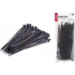 Amio - Δεματικά καλωδίων tie wrap 02155 μαύρα 4,8x200mm, ασφαλίστε και συγκρατήστε με απόλυτη στιβαρότητα κάθε βαριά πλεξούδα ή εξάρτημα - 100 Τεμ. (02155/AM)