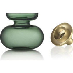 Κηροπήγιο - Βάζο Γυάλινο Inu 36673 11x10cm Moss Green-Brass Zone Denmark Γυαλί