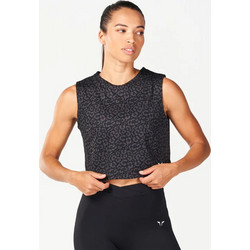 CORE CROP TANK - BLACK LEOPARD