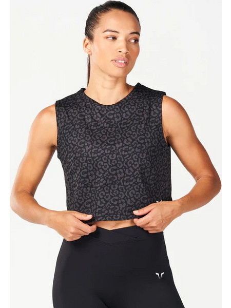 CORE CROP TANK - BLACK LEOPARD
