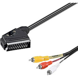 Καλώδιο Εικόνας & Ήχου Scart σε 3 Χ RCA μήκος 2m Μαύρο 21 pin Goobay