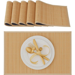 Σουπλά Relaxdays Set of 6 Rectangular Bamboo Placemats από Μπαμπού 45 x 30 cm 6 Τεμάχια - Light Brown (10020505_126)