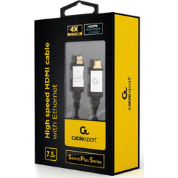 CABLEXPERT 4K HIGH SPEED HDMI CABLE WITH ETHERNET 'SELECT PLUS SERIES' 7.5M