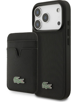 LACOSTE Iconic Petit Pique Magsafe Case + Wallet For Iphone 17 Pro Black - (LCHMBWP17LPLAK)