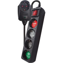 Crystal Audio CRYSTAL AUDIO CP-4+1 Πολύπριζο Προστασίας Schuko 4+1 Θέσεων 1300j Μαύρο