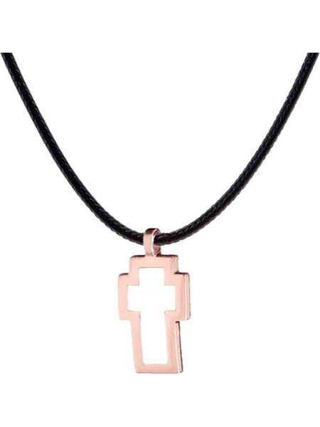 Very Gavello Tattoo Κολιέ σταυρός ροζ χρυσός Κ9 με λευκή essenza VPTA-M-R2(Medium)