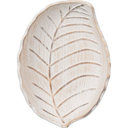 Πιατέλα Διακοσμητική Ξύλινη Μπεζ Φύλλο Brushed 18x13x3.5cm