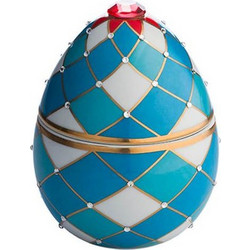 Vila Hermanos Αρωματικό Κερί Egg Kεραμικό Harlequin Blue Ρίγες Χρυσού 18 Kαρατίων (220gr)