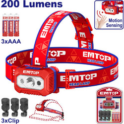 Emtop EFLG013AAA8 Φακός Κεφαλής Εργασίας Μπαταρίας Led Αδιάβροχος IPX4 200lm