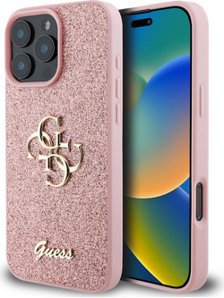 Guess Θήκη PU Fixed Glitter 4G Metal Logo iPhone 16 Pro Max Pink
