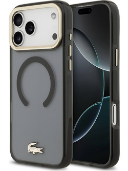 Lacoste PC/TPU Frosted Finish Gold Logo MagSafe Case for iPhone 17 Pro Max Black - (LCHMP17XUFWAK)