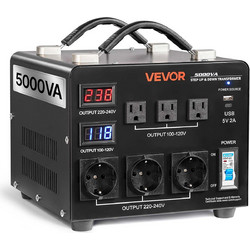 VEVOR Μετασχηματιστής Τάσης 5000VA για Βήμα Πάνω/Κάτω, 110V σε 220V και Αντίστροφα, Μέγεθος: 5000VA SXDYZHQZD110P393Z001V2