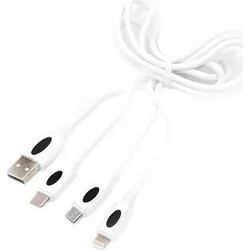 Καλώδιο Φόρτισης USB 3 σε 1 Ipipoo KP-11 120cm 3Α, σε λευκό χρώμα