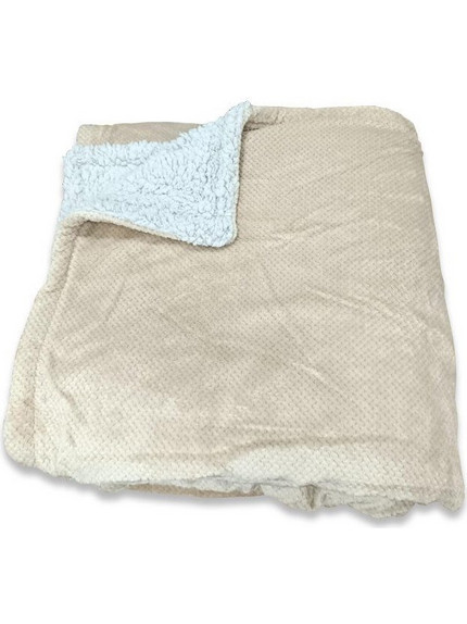 Κουβέρτα Υπέρδιπλη Fleece με Sherpa Γαρύφαλλο 220x240 - Μπεζ