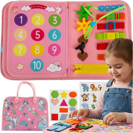 Παιδικό Montessori Αισθητηριακό Βιβλίο Kruzzel σε Ροζ