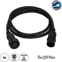 GloboStar(R) 51171 Καλώδιο 3PIN DMX512 1 Μέτρο από Female XLR σε Male XLR Τερματισμένο Αδιάβροχο IP65 Μ100cm - Μαύρο