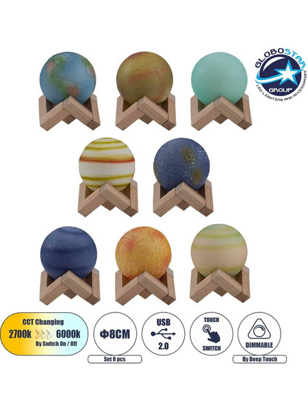 Globostar Moon 79609 Πορτατίφ Αφής LED Πολύχρωμο Φ8xΥ11cm