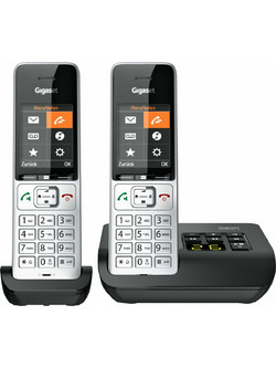 Gigaset Comfort 500A Ασύρματο Τηλέφωνο Σετ Duo με Ανοιχτή Ακρόαση Μαύρο Ασημί