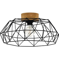 Φωτιστικό Οροφής Eglo 44088 PADSTOW Μαύρο Ματ (Black Mat)|Ξύλο Φυσικό χρώμα (Wood Natural Finish)