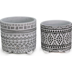 Γλάστρα Κεραμική Σχέδιο Ethnic BW 12x12x11cm