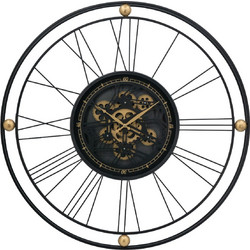 Artekko Clock Ρολόι Επιτραπέζιο με Μηχανισμό Μέταλλο Γυαλί Μαύρο Χρυσό (80x80x8)cm