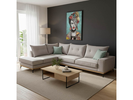 Pakoworld Luxury II Γωνιακός Καναπές Δεξιά Γωνία Μπεζ 290x235x95cm 168-000014