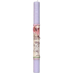 Inehome 961-194-0087 Inehome Λαμπάδα στρογγυλή με Decoupage πεταλούδες μοβ