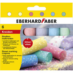 Στρογγυλή κιμωλία πεζοδρομίου Eberhard Faber χρωματισμένη με γκλίτερ (6 τεμάχια)