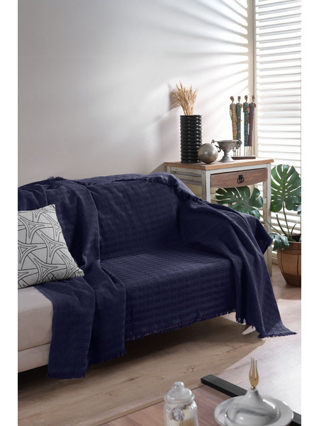 Stewehome ριχτάρι καναπέ για σαλόνι 170x200 cm Σκούρο μπλε