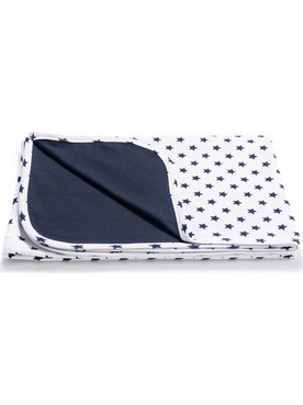 Jukki Stars Κουβέρτα Αγκαλιάς Βαμβακερή 75x100 Λευκή Navy Μπλε