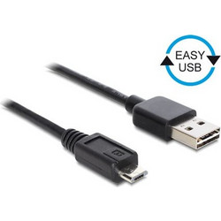 Delock Καλώδιο EASY-USB 2.0 Τύπου-A αρσενικό σε USB 2.0 Τύπου Micro-B αρσενικό 1 m μαύρο (83366)