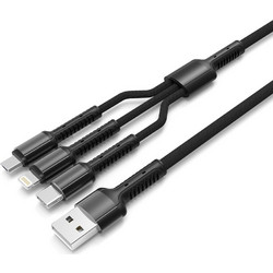 LDNIO καλώδιο USB σε USB-C/Lightning/Micro USB LC93, 3.4A, 1.2m, γκρι