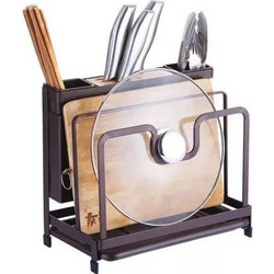 Kitchen Multifunctional Storage Rack Drip Tray Cutting Board Frame Tableware Cutlery Rack Flatware Caddy Pot Cover Lid Frame