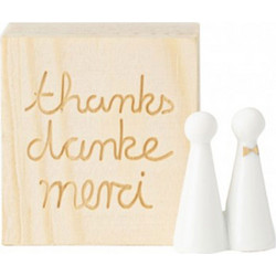 Διακοσμητικές Φιγούρες Mini Thanks RD0017747 4,4x3,2x4,3cm White-Gold Raeder Ξύλο,Πορσελάνη