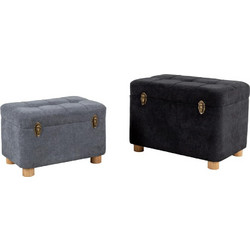 SANDIK ΣΚΑΜΠΟ SET 2ΤΕΜ ΑΝΘΡΑΚΙ ΓΚΡΙ 60x40x43 16-0503 MAISON