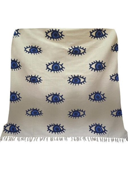 Liberta Ριχτάρι Διακοσμητικό 130x170 Eyes Blue Λευκό Μπλε