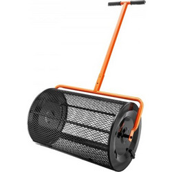 VEVOR Compost Spreader, 24,4-25,6" ρυθμιζόμενη λαβή, πλάτος 24" κύλινδρος τύρφης βρύου γκαζόν και κήπου με πλαϊνά μάνδαλα, καλάθι με επικάλυψη πούδρας για διασπορά κοπριάς, φυτόχωμα, μαύρο