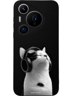 Sonique Men's Edition Back Cover με Σχέδιο «Pro Audio Kitten - White» (Huawei Pura 70)